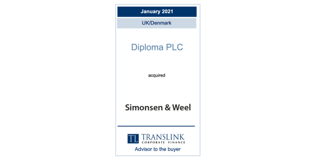 Translink rådgiver Diploma PLC ved købet af Simonsen & Weel A/S